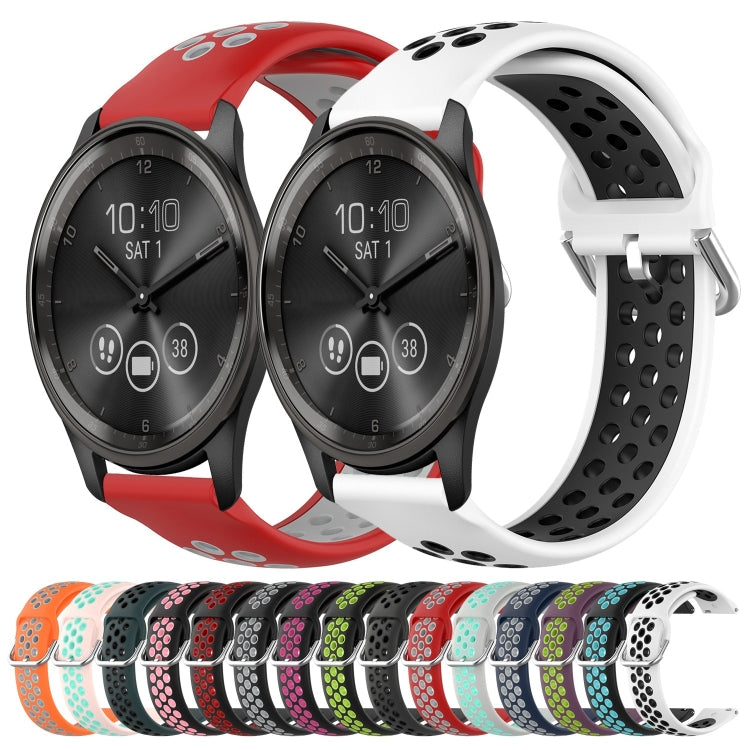 For Garmin Vivomove Trend 20mm Perforated Breathable Sports Silicone Watch Band(White+Black) by bashfashion