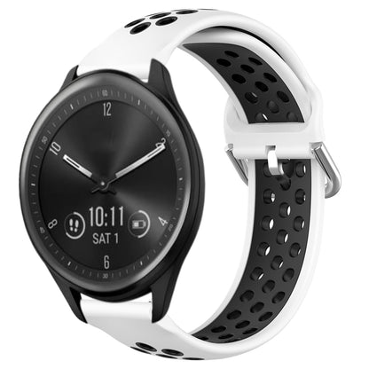 For Garmin Vivomove Sport 20mm Perforated Breathable Sports Silicone Watch Band(White+Black) by bashfashion