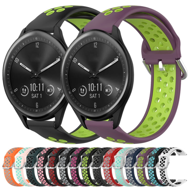 For Garmin Vivomove Sport 20mm Perforated Breathable Sports Silicone Watch Band(White+Black) by bashfashion