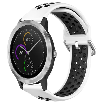 For Garmin Vivoactive3 20mm Perforated Breathable Sports Silicone Watch Band(White+Black) by bashfashion