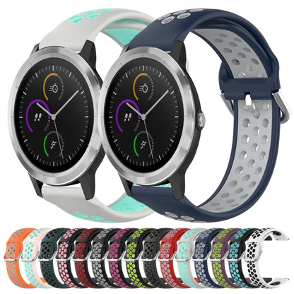 For Garmin Vivoactive3 20mm Perforated Breathable Sports Silicone Watch Band(White+Black) by bashfashion