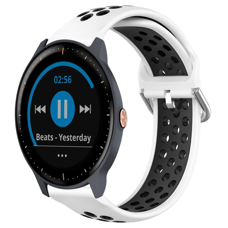 For Garmin Vivoactive3 Music 20mm Perforated Breathable Sports Silicone Watch Band(White+Black) by bashfashion