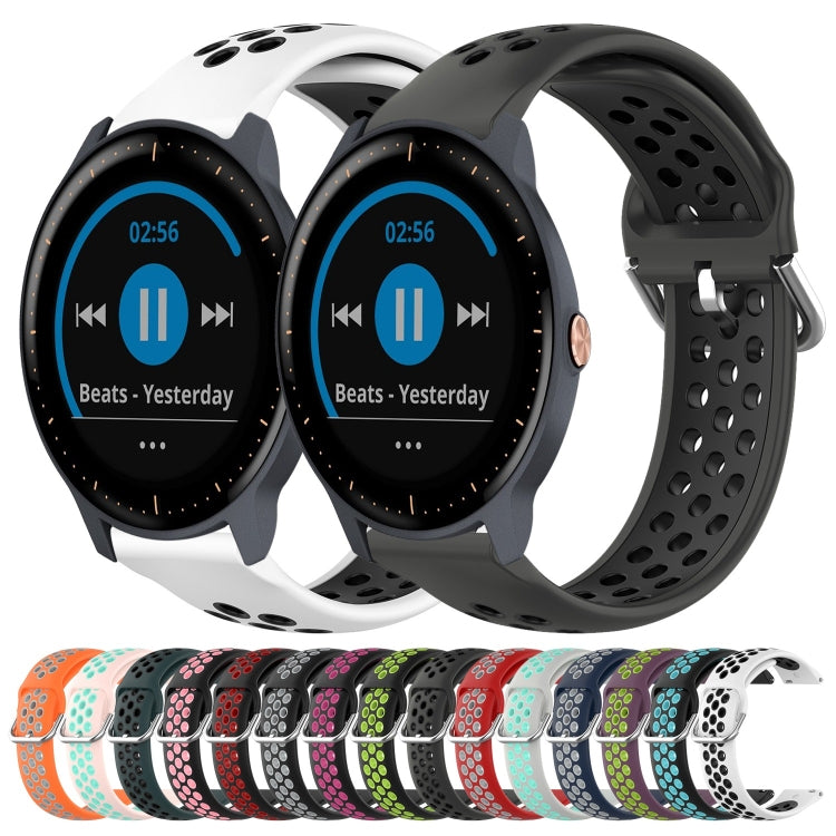 For Garmin Vivoactive3 Music 20mm Perforated Breathable Sports Silicone Watch Band(White+Black) by bashfashion