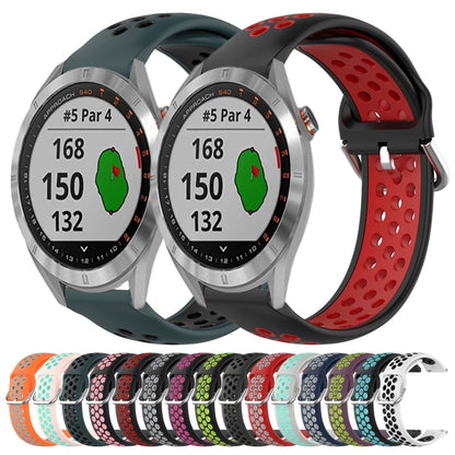 For Garmin Approach S40 20mm Perforated Breathable Sports Silicone Watch Band(White+Black) by bashfashion