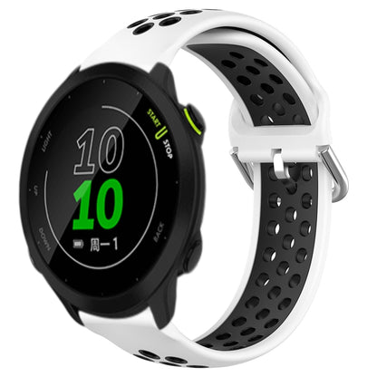 For Garmin Forerunner 158 20mm Perforated Breathable Sports Silicone Watch Band(White+Black) by bashfashion