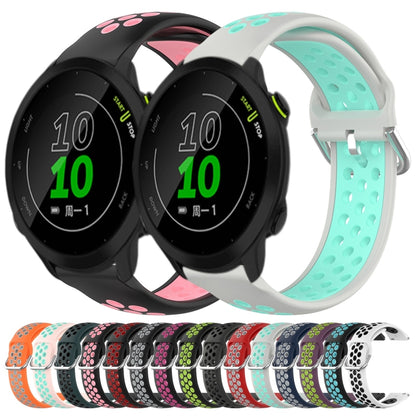 For Garmin Forerunner 158 20mm Perforated Breathable Sports Silicone Watch Band(White+Black) by bashfashion