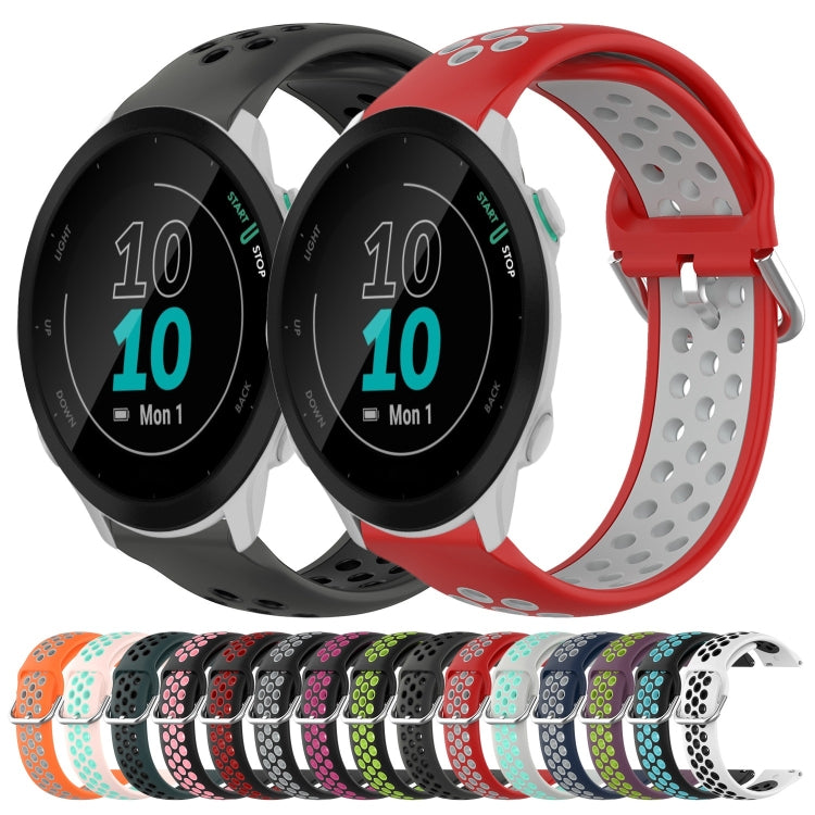 For Garmin Forerunner 55 20mm Perforated Breathable Sports Silicone Watch Band(White+Black) by bashfashion