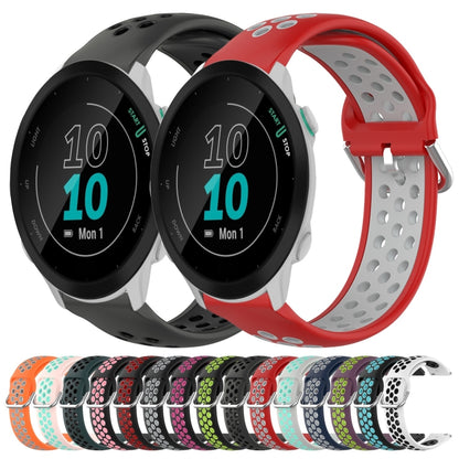 For Garmin Forerunner 55 20mm Perforated Breathable Sports Silicone Watch Band(White+Black) by bashfashion