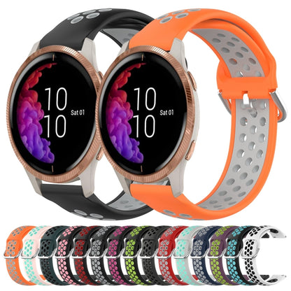 For Garmin Venu 20mm Perforated Breathable Sports Silicone Watch Band(White+Black) by bashfashion