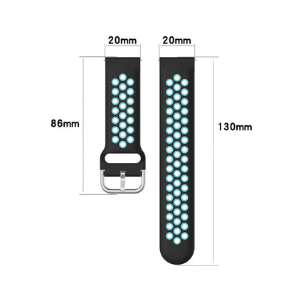 For Garmin Venu 20mm Perforated Breathable Sports Silicone Watch Band(White+Black) by bashfashion