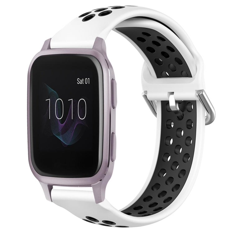 For Garmin Venu SQ 20mm Perforated Breathable Sports Silicone Watch Band(White+Black) by bashfashion