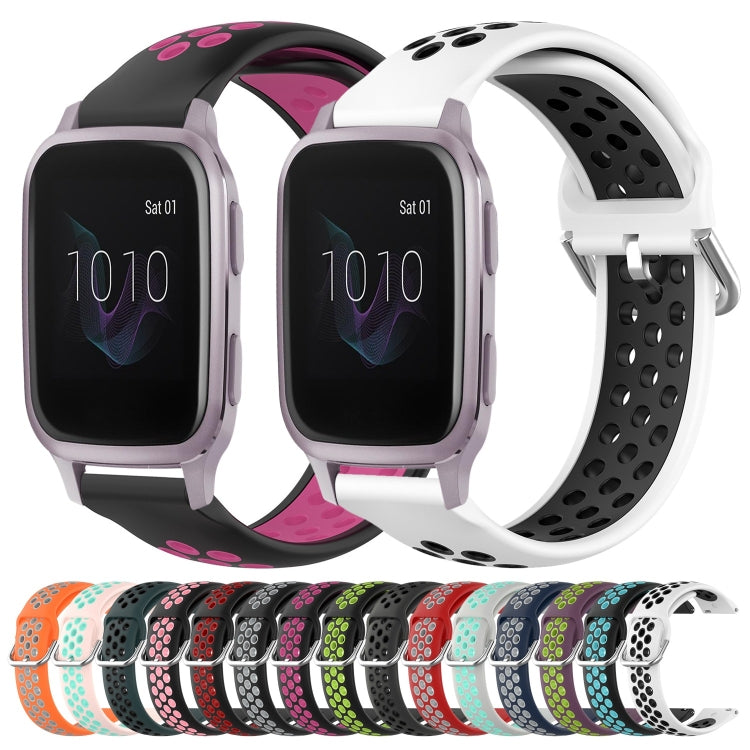 For Garmin Venu SQ 20mm Perforated Breathable Sports Silicone Watch Band(White+Black) by bashfashion