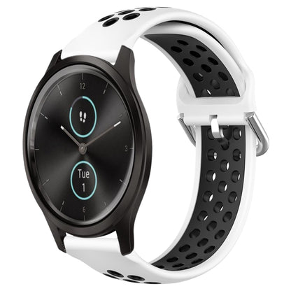 For Garmin VivoMove Style 20mm Perforated Breathable Sports Silicone Watch Band(White+Black) by bashfashion