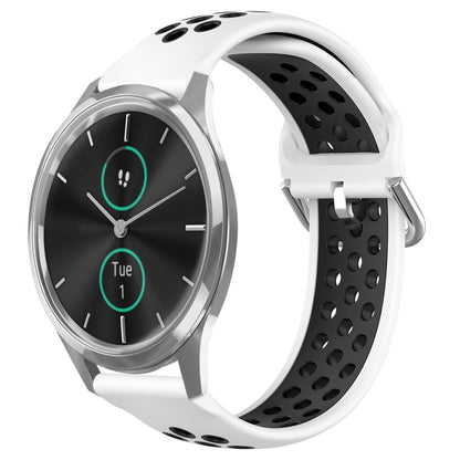 For Garmin VivoMove Luxe 20mm Perforated Breathable Sports Silicone Watch Band(White+Black) by bashfashion