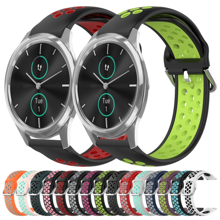 For Garmin VivoMove Luxe 20mm Perforated Breathable Sports Silicone Watch Band(White+Black) by bashfashion