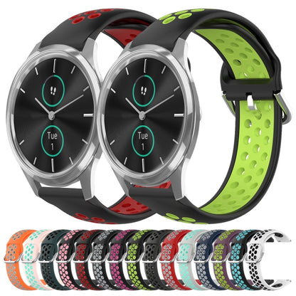 For Garmin VivoMove Luxe 20mm Perforated Breathable Sports Silicone Watch Band(White+Black) by bashfashion
