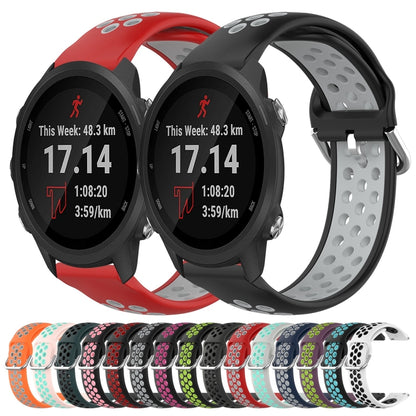 For Garmin Forerunner 245 20mm Perforated Breathable Sports Silicone Watch Band(White+Black) by bashfashion