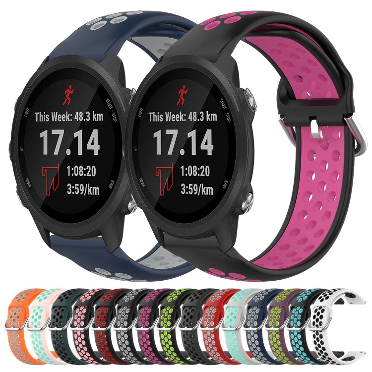 For Garmin Forerunner 245 Music 20mm Perforated Breathable Sports Silicone Watch Band(White+Black) by bashfashion