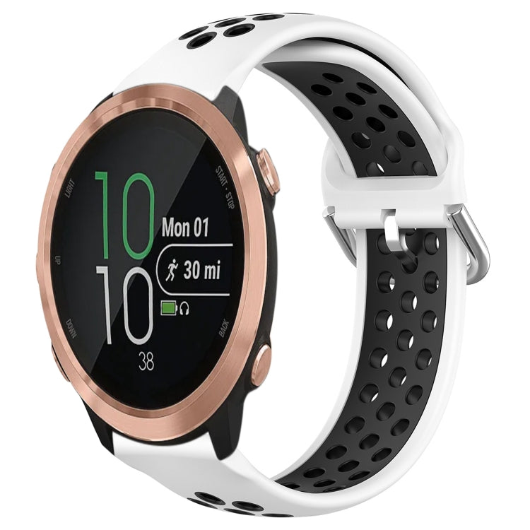 For Garmin Forerunner 645 Music 20mm Perforated Breathable Sports Silicone Watch Band(White+Black) by bashfashion