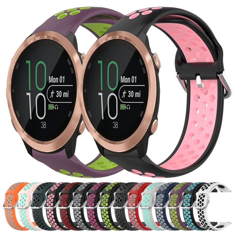 For Garmin Forerunner 645 Music 20mm Perforated Breathable Sports Silicone Watch Band(White+Black) by bashfashion