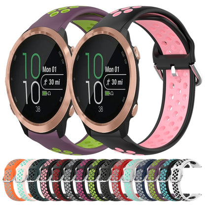 For Garmin Forerunner 645 Music 20mm Perforated Breathable Sports Silicone Watch Band(White+Black) by bashfashion