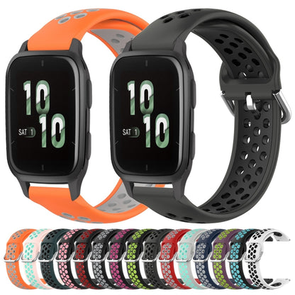 For Garmin Forerunner Sq2 20mm Perforated Breathable Sports Silicone Watch Band(White+Black) by bashfashion