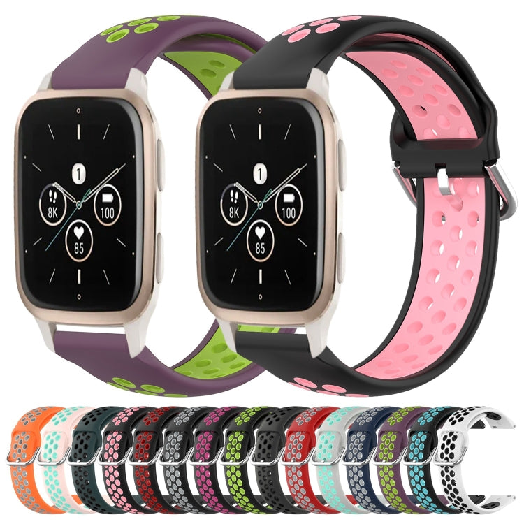 For Garmin Forerunner Sq2 Music 20mm Perforated Breathable Sports Silicone Watch Band(White+Black) by bashfashion