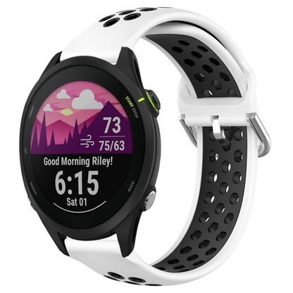 For Garmin Forerunner 255 Music 22mm Perforated Breathable Sports Silicone Watch Band(White+Black) by bashfashion