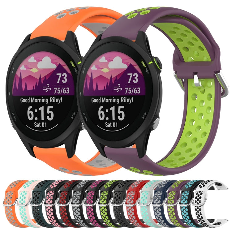 For Garmin Forerunner 255 Music 22mm Perforated Breathable Sports Silicone Watch Band(White+Black) by bashfashion