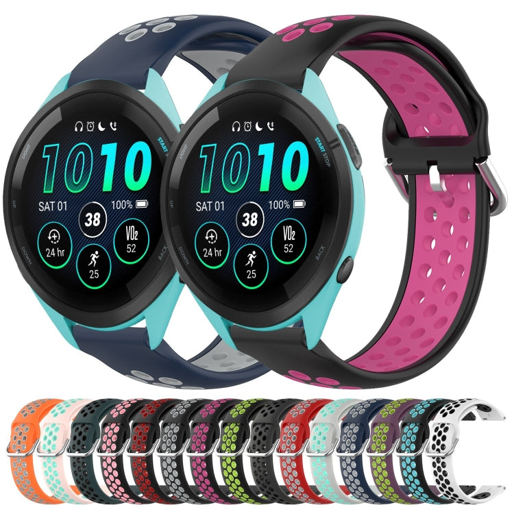 For Garmin Forerunner 265 Music 22mm Perforated Breathable Sports Silicone Watch Band(White+Black) by bashfashion