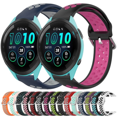 For Garmin Forerunner 265 Music 22mm Perforated Breathable Sports Silicone Watch Band(White+Black) by bashfashion