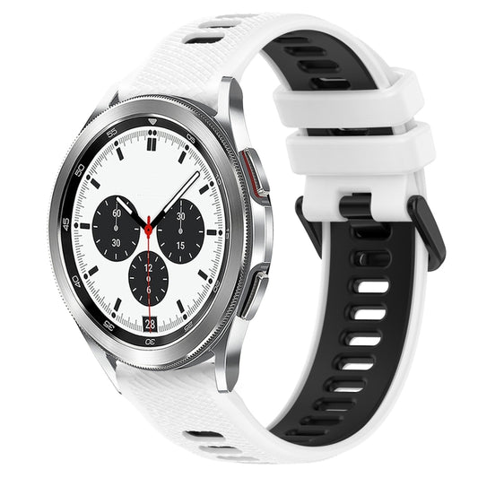 For Samsung Galaxy Watch4 Classic 42mm 20mm Sports Two-Color Silicone Watch Band(White+Black) by bashfashion