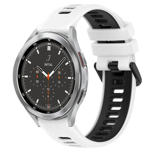 For Samsung Galaxy Watch4 Classic 46mm 20mm Sports Two-Color Silicone Watch Band(White+Black) by bashfashion