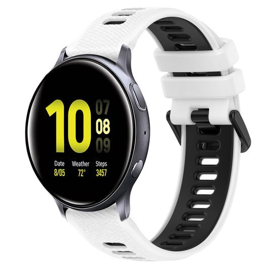 For Samsung Galaxy Watch Active2 40mm 20mm Sports Two-Color Silicone Watch Band(White+Black) by bashfashion