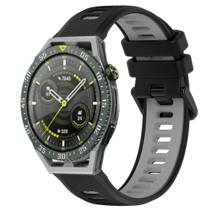 For Huawei Watch GT3 SE 22mm Sports Two-Color Silicone Watch Band(Black+Grey) by bashfashion