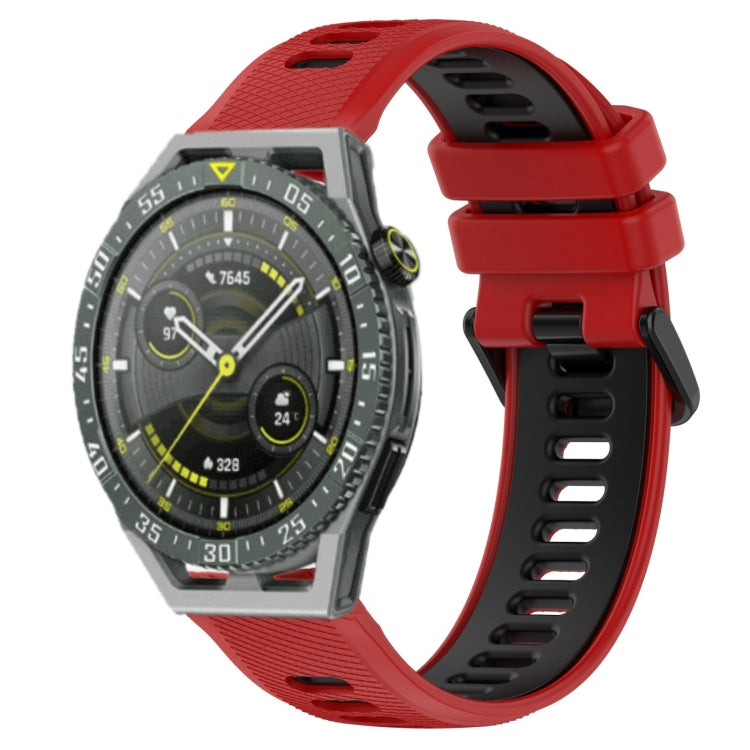 For Huawei Watch GT3 SE 22mm Sports Two-Color Silicone Watch Band(Red+Black) by bashfashion