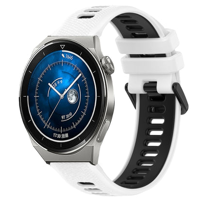 For Huawei Watch GT3 Pro 46mm 22mm Sports Two-Color Silicone Watch Band(White+Black) by bashfashion