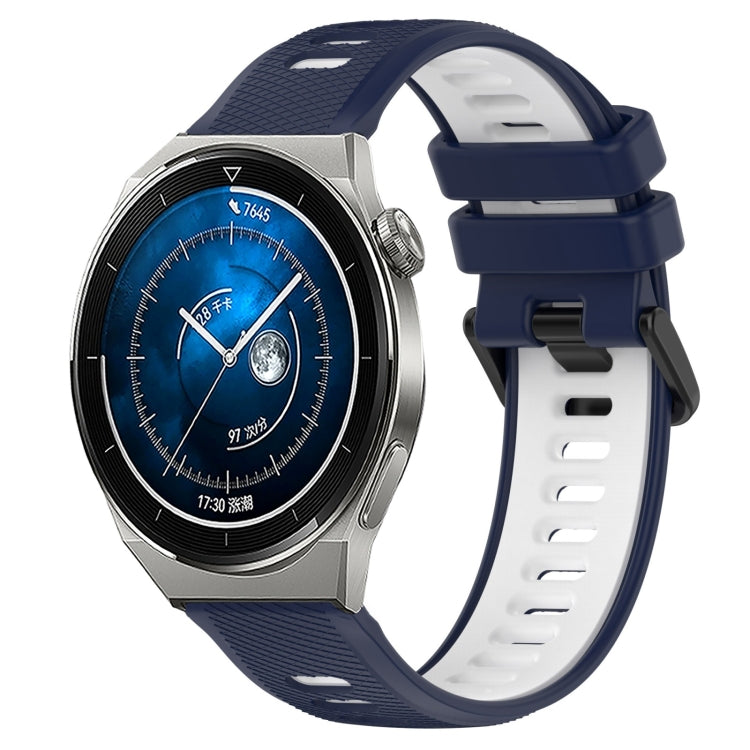 For Huawei Watch GT3 Pro 46mm 22mm Sports Two-Color Silicone Watch Band(Midnight Blue+White) by bashfashion
