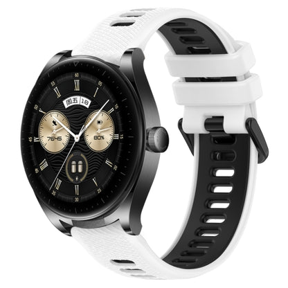 For Huawei Watch Buds 22mm Sports Two-Color Silicone Watch Band(White+Black) by bashfashion