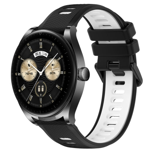 For Huawei Watch Buds 22mm Sports Two-Color Silicone Watch Band(Black+White) by bashfashion