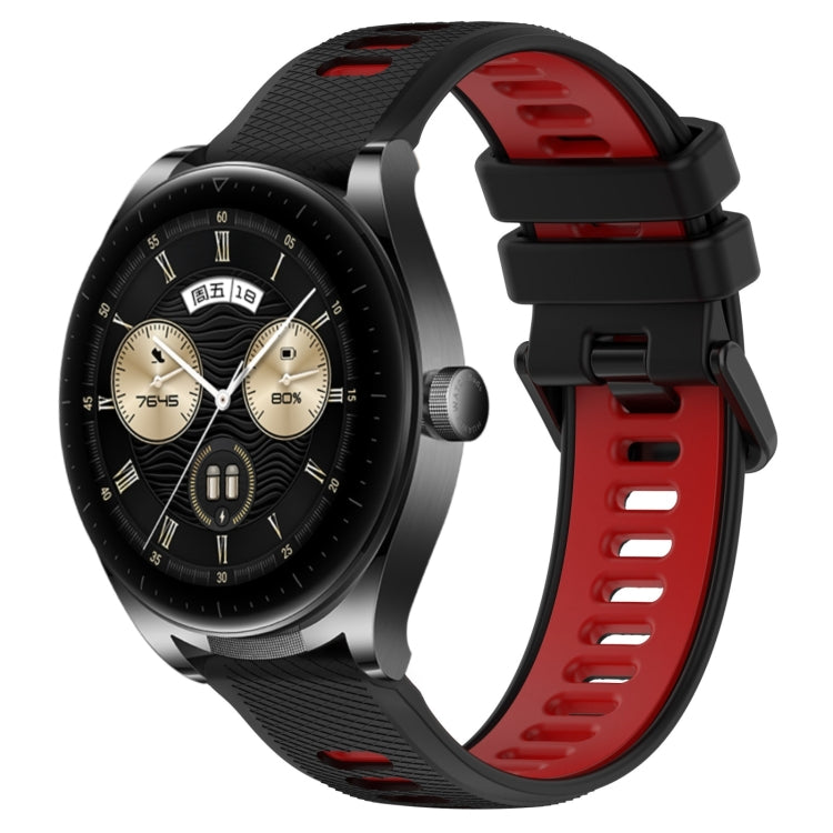 For Huawei Watch Buds 22mm Sports Two-Color Silicone Watch Band(Black+Red) by bashfashion