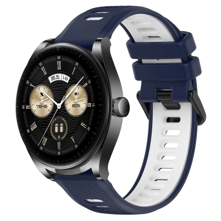 For Huawei Watch Buds 22mm Sports Two-Color Silicone Watch Band(Midnight Blue+White) by bashfashion
