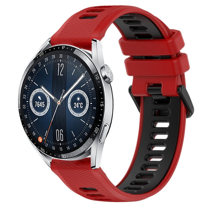 For Huawei Watch GT3 46mm 22mm Sports Two-Color Silicone Watch Band(Red+Black) by bashfashion