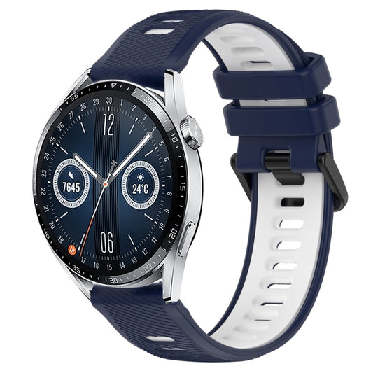 For Huawei Watch GT3 46mm 22mm Sports Two-Color Silicone Watch Band(Midnight Blue+White) by bashfashion