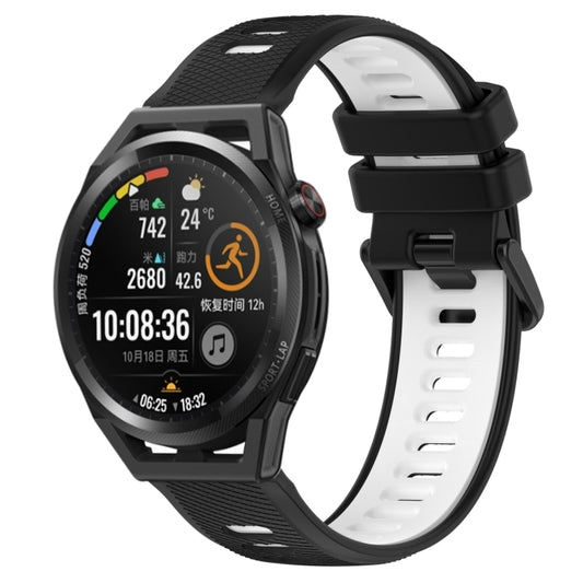 For Huawei Watch GT Runner 22mm Sports Two-Color Silicone Watch Band(Black+White) by bashfashion