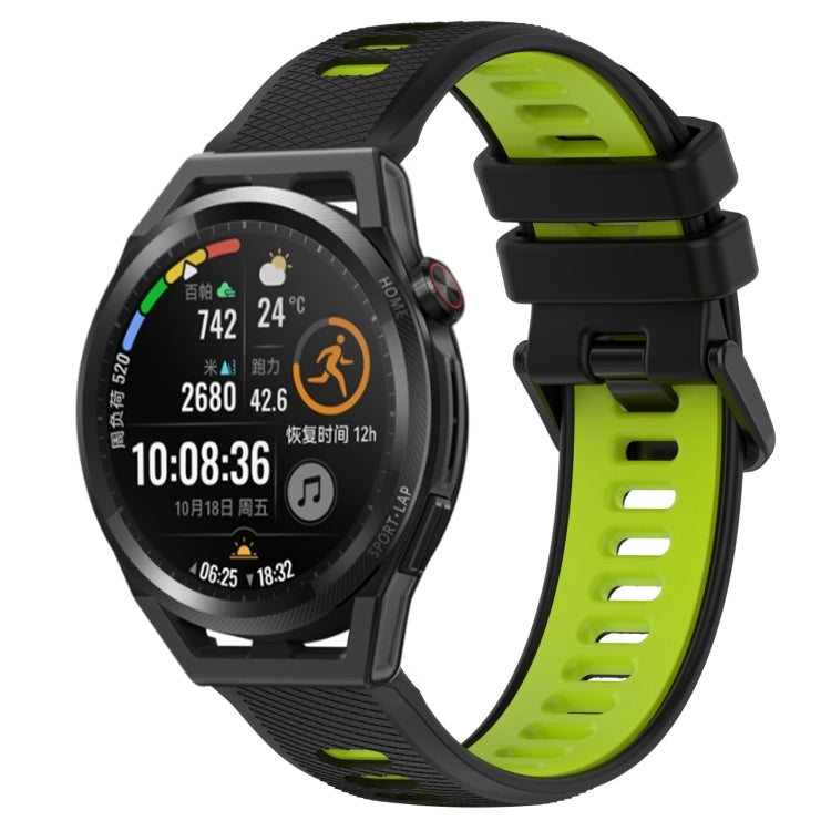 For Huawei Watch GT Runner 22mm Sports Two-Color Silicone Watch Band(Black+Green) by bashfashion
