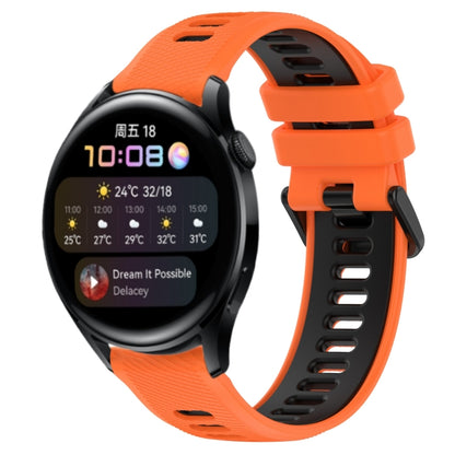 For Huawei Watch 3 22mm Sports Two-Color Silicone Watch Band(Orange+Black) by bashfashion