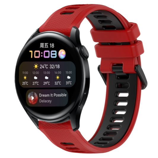 For Huawei Watch 3 22mm Sports Two-Color Silicone Watch Band(Red+Black) by bashfashion