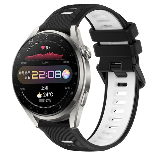 For Huawei Watch 3 Pro 22mm Sports Two-Color Silicone Watch Band(Black+White) by bashfashion