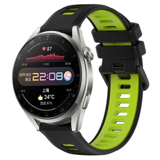For Huawei Watch 3 Pro 22mm Sports Two-Color Silicone Watch Band(Black+Green) by bashfashion